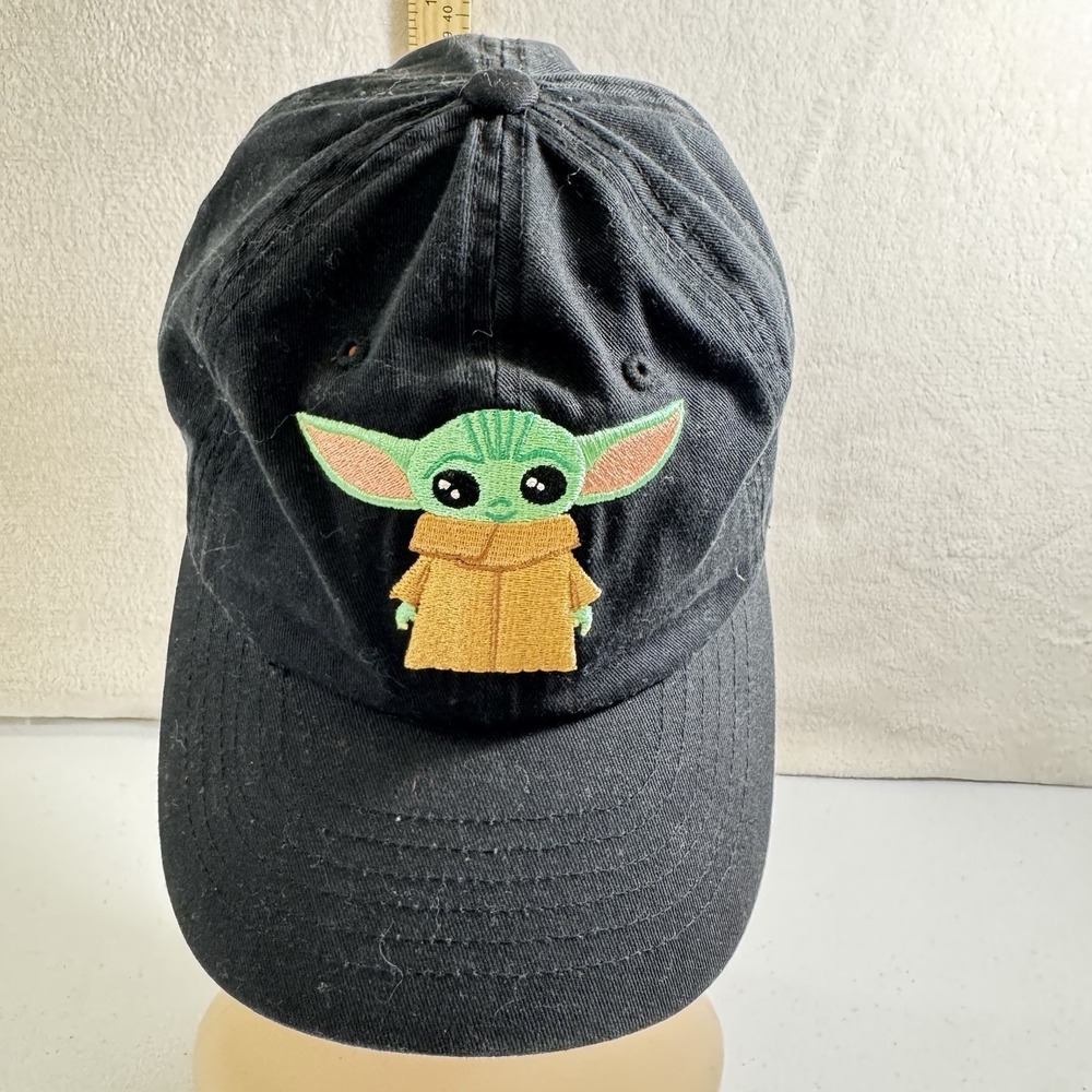 Din Grogu Baby Yoda Slideback Hat Black‎ One Size Embroidered Star Wars